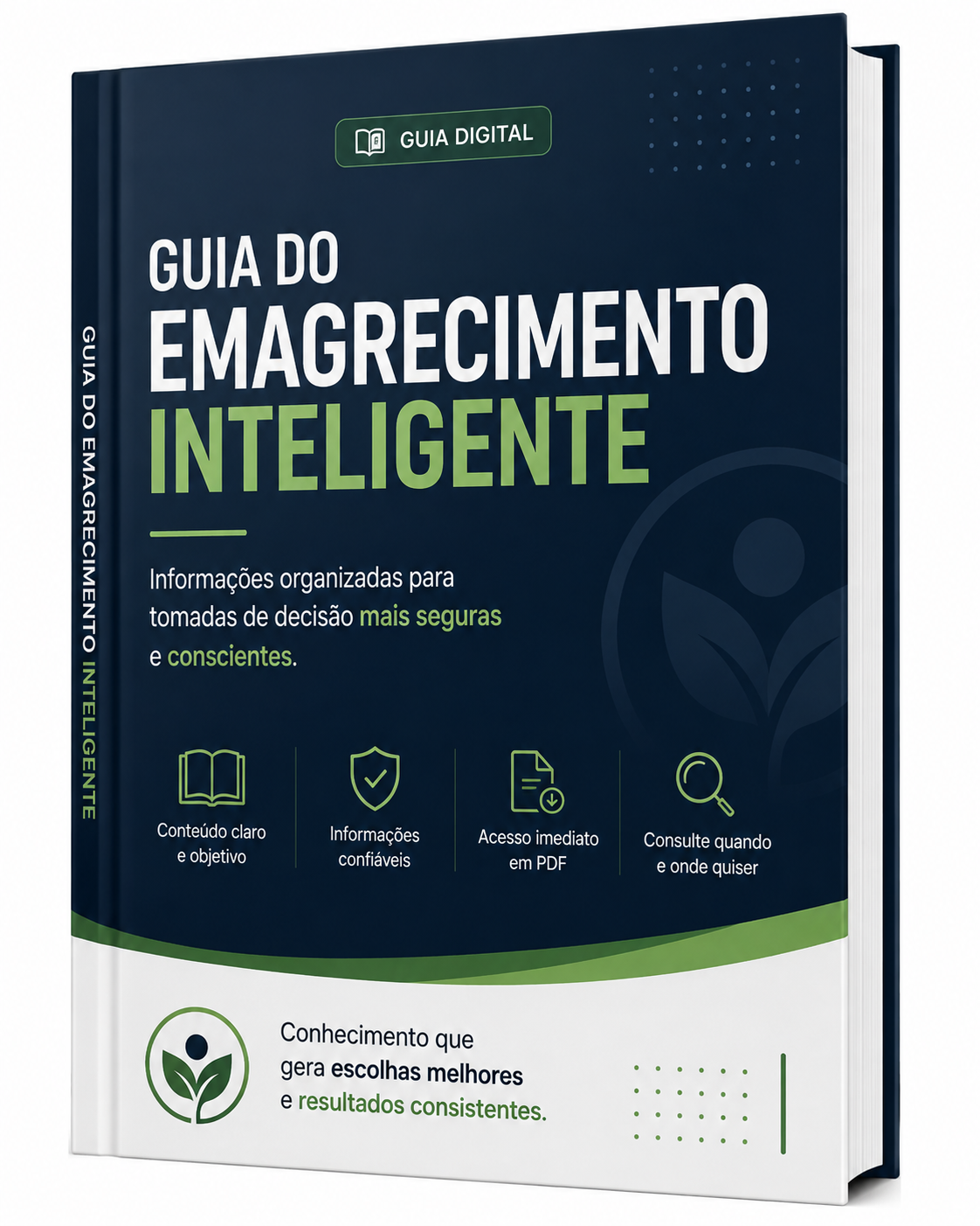 Capa do Guia do Emagrecimento Inteligente em formato digital, exibida em perspectiva